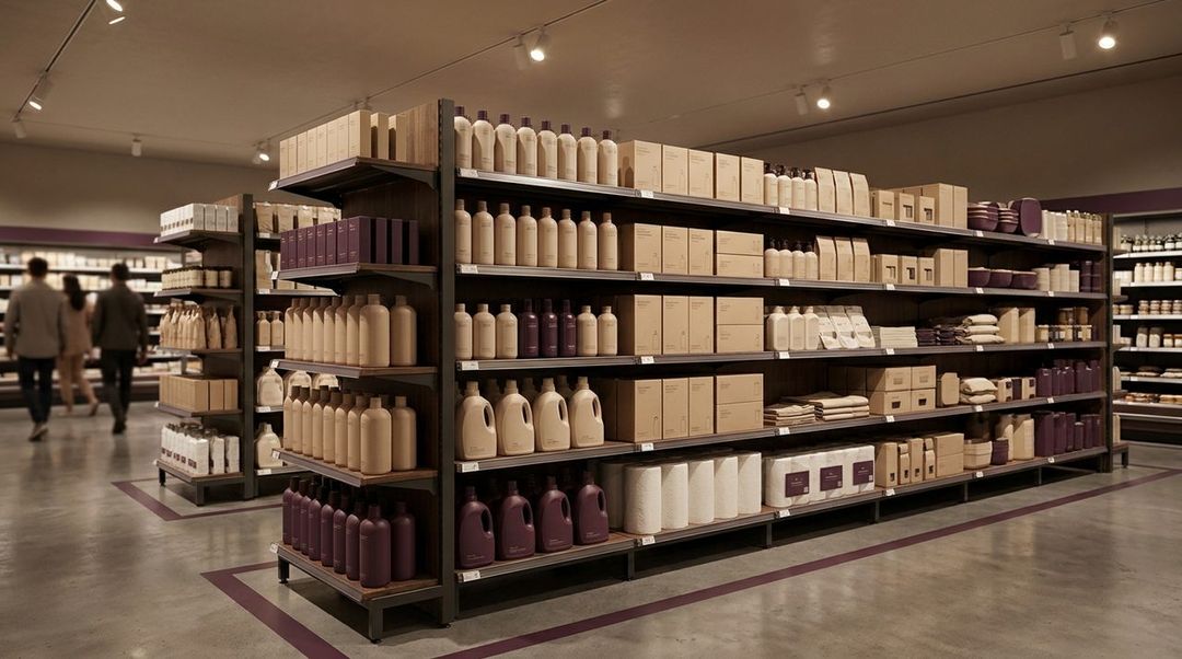 Productos de consumo masivo en la estantería de un supermercado